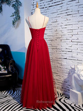Sweetheart Neck Red Long Semi Formal Prom Dresses, Red Long Formal Evening Dresses